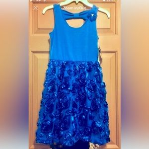 NWTs Disorderly Kids Girls Electric Blue Rose Formal Party Dress Size 12